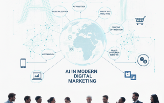 Visual representation of artificial intelligence improving digital marketing performance and personalization