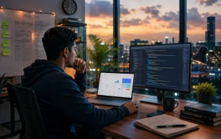 Focused-developer-at-sunset-workspace