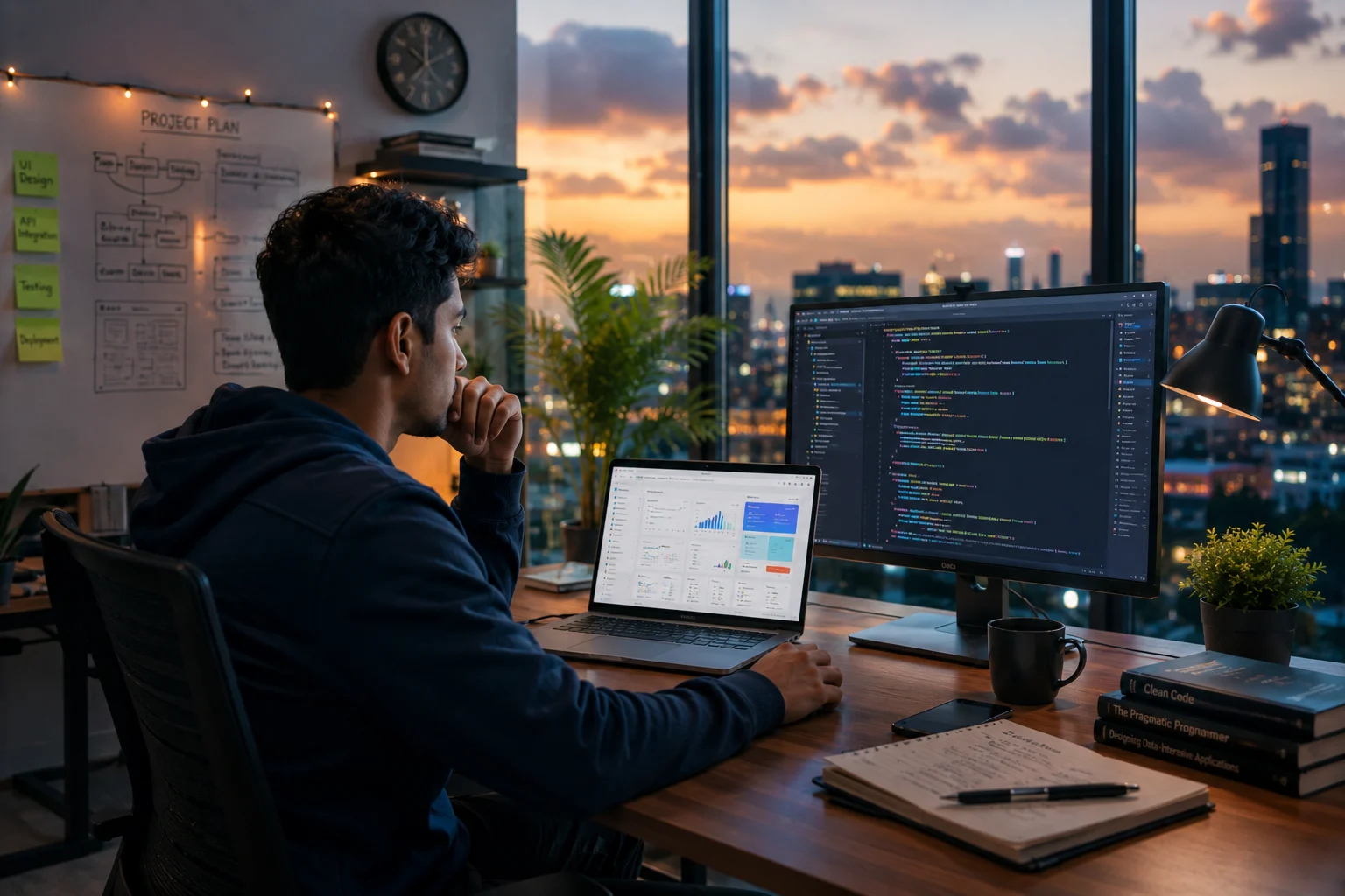 Focused-developer-at-sunset-workspace