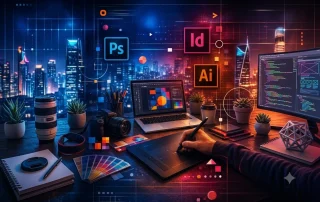 graphic designer using ai skills while working