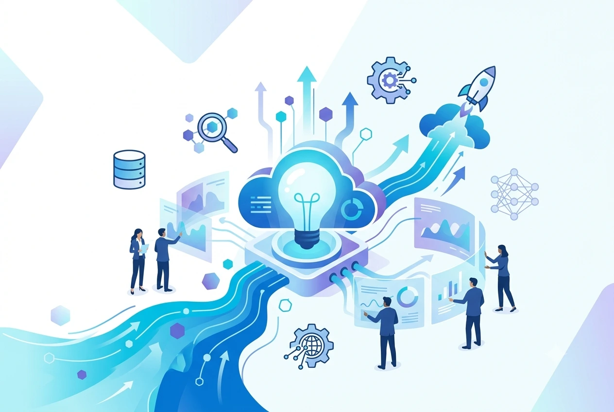 future-of-big-data-technologies illustrated vector image representation of big data technologies