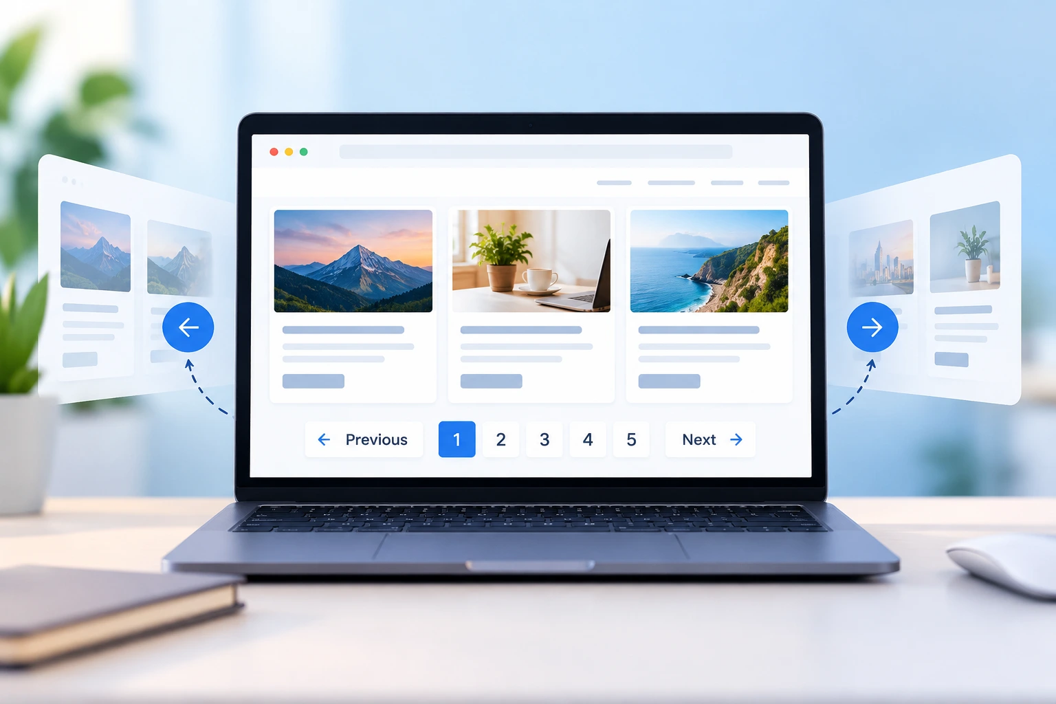 Pagination interface with numbered page navigation buttons