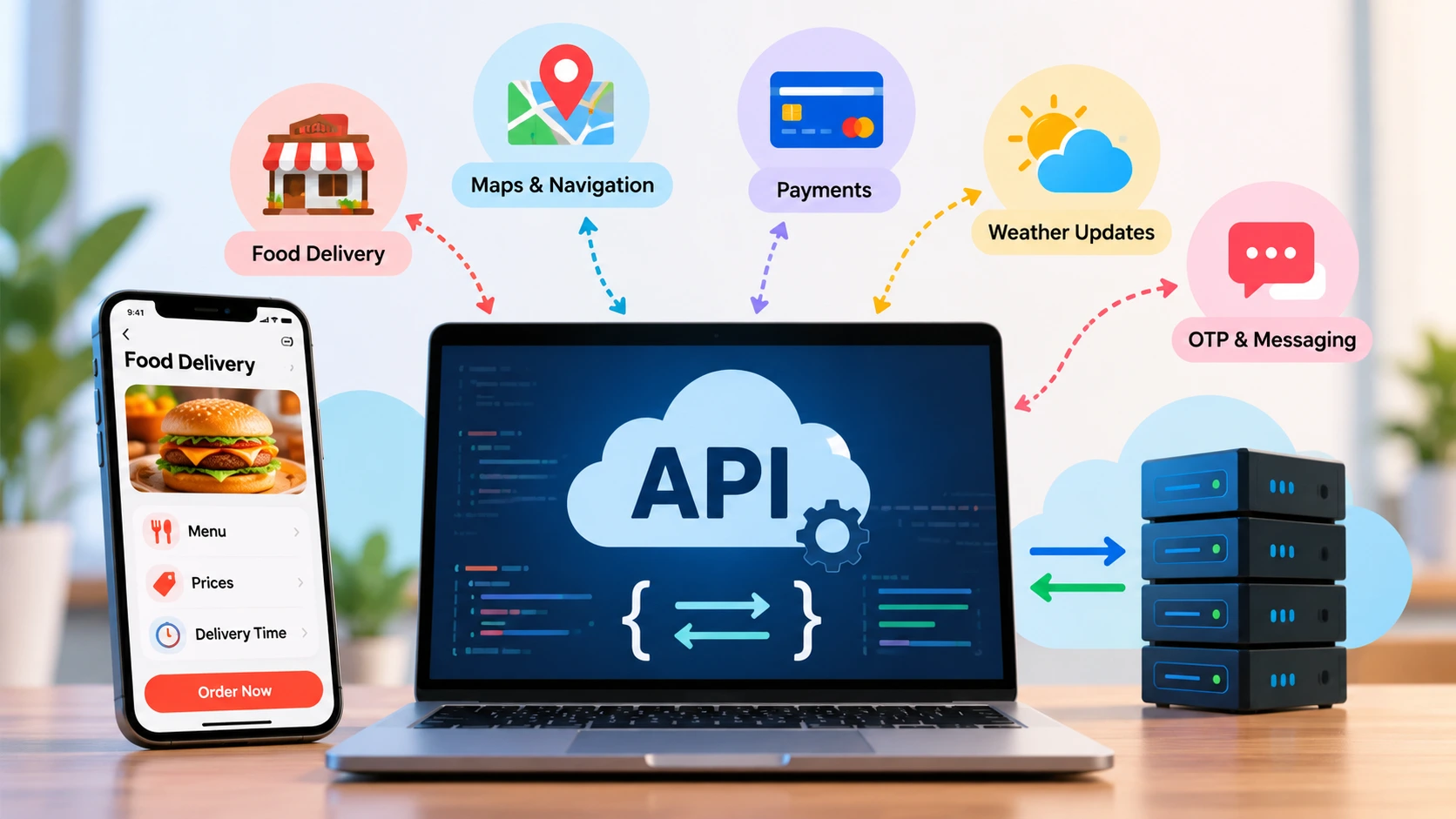 Illustration explaining what an API is with examples